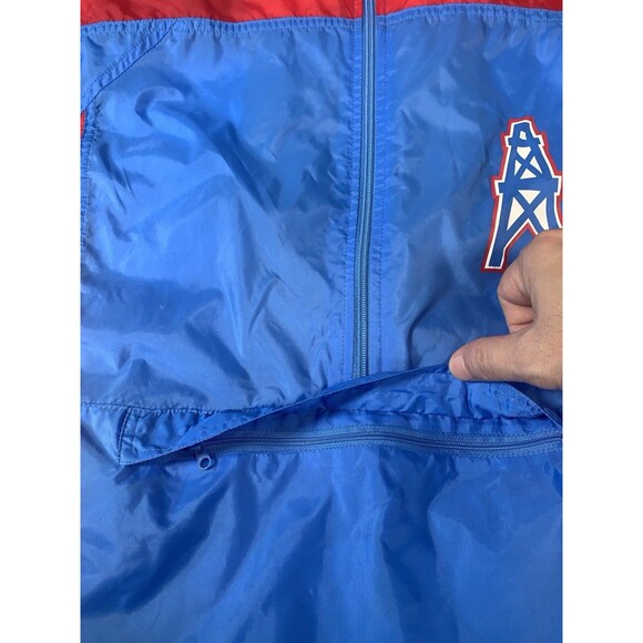 Rare Vintage Houston Oilers Apex One Windbreaker Jacket Fanny Bag Large Buddy - Picture 6 of 14